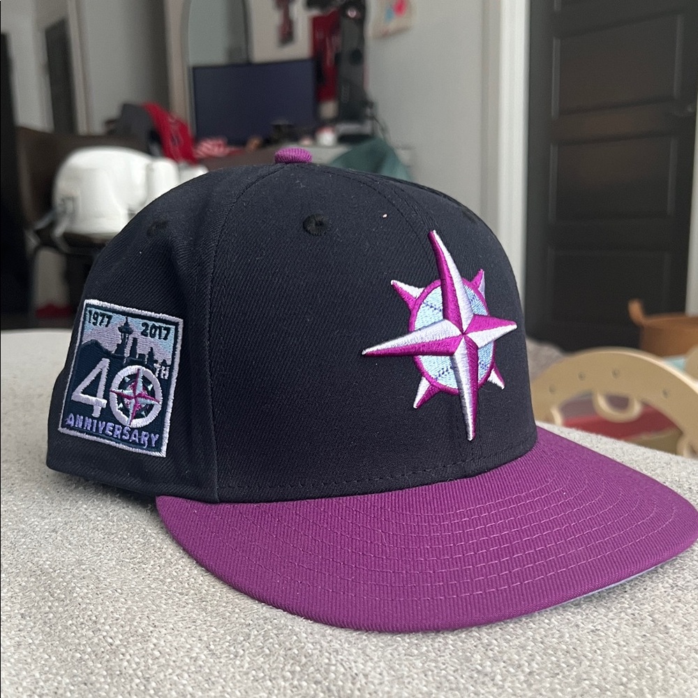 New Era Black and Purple Seattle Mariners Anniversary Cap
